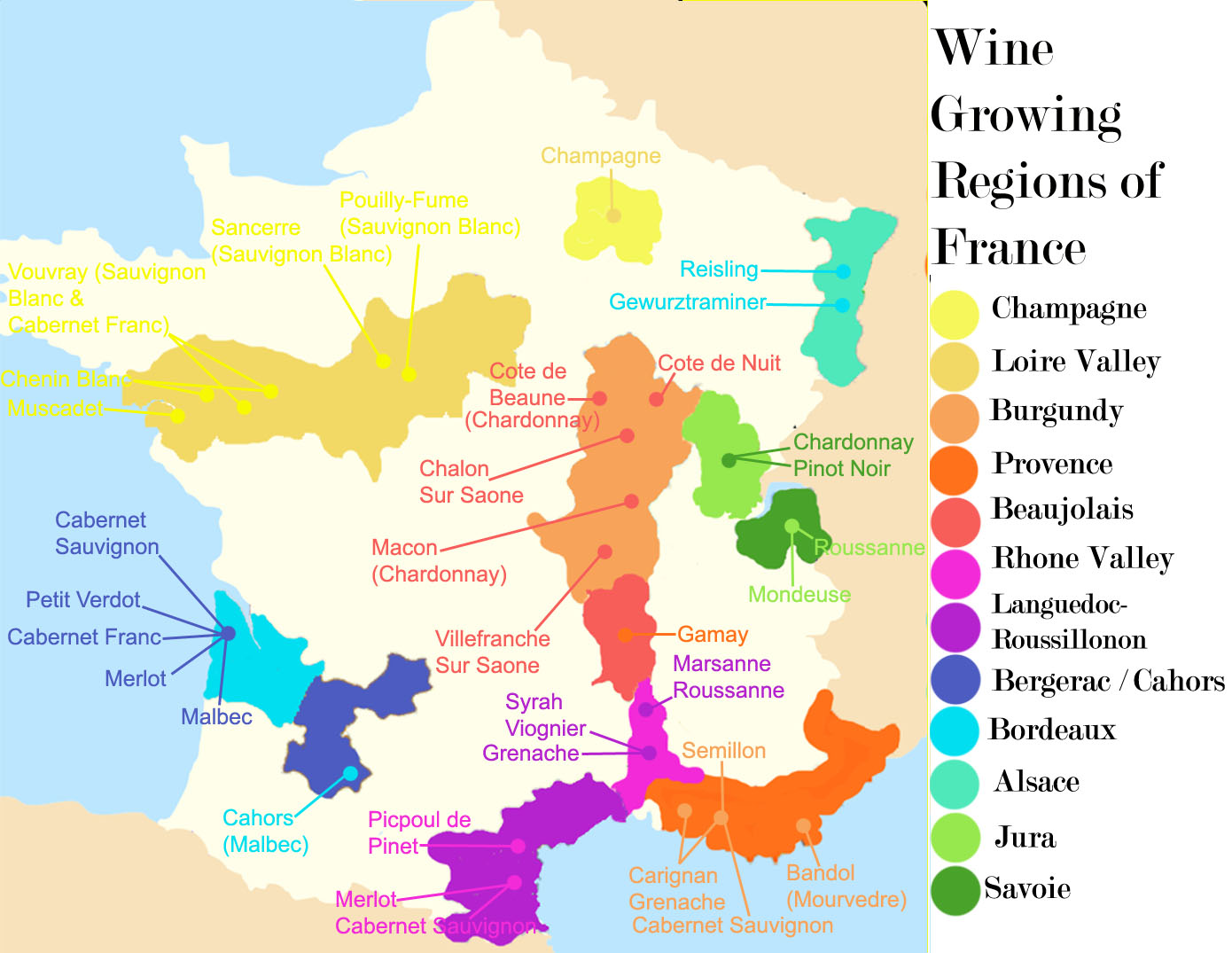 Francie - vinařské oblasti