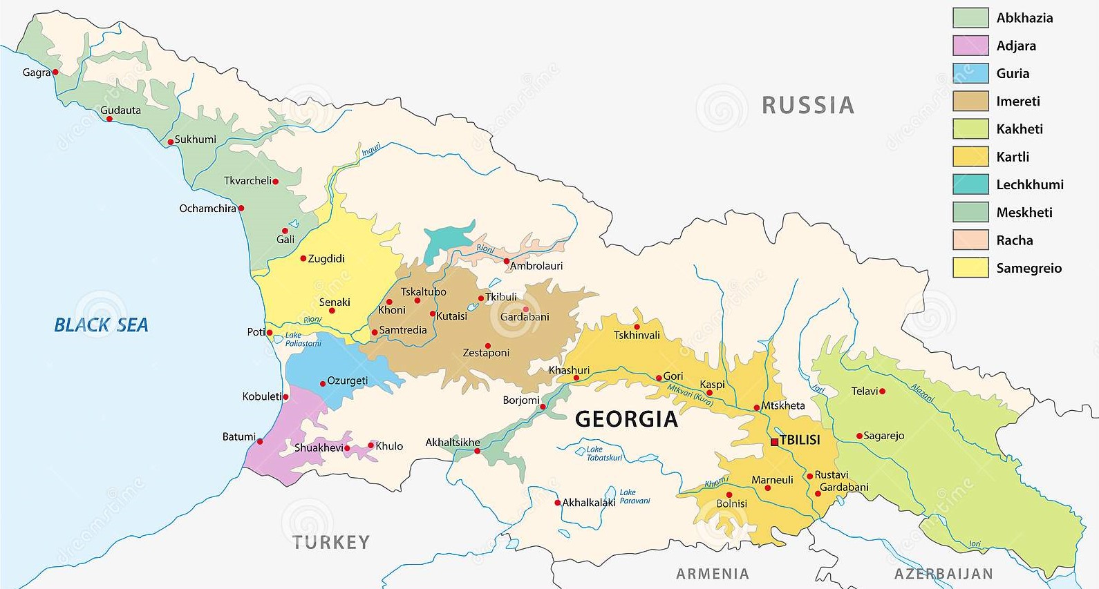 Vinařská mapa Gruzie