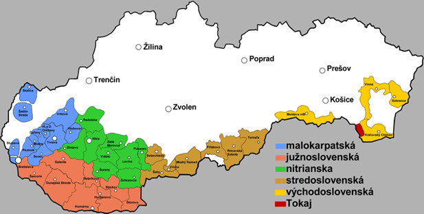 Slovensko - mapa vinařských oblastí